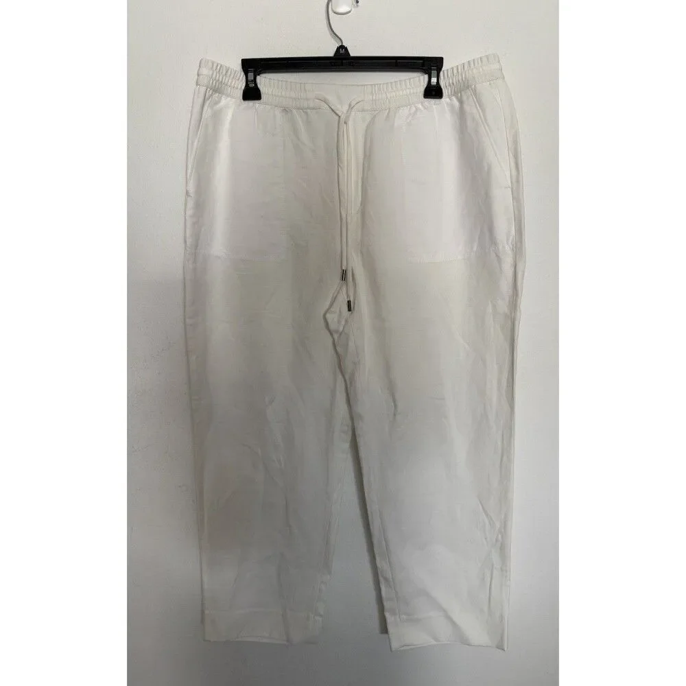 Banana Republic Pants Large White Womens Linen Blend Pull On Lagenlook NWOT